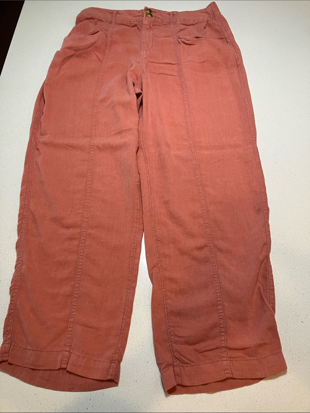 Wonderly Coral Straight-Leg Linen Women's Pants